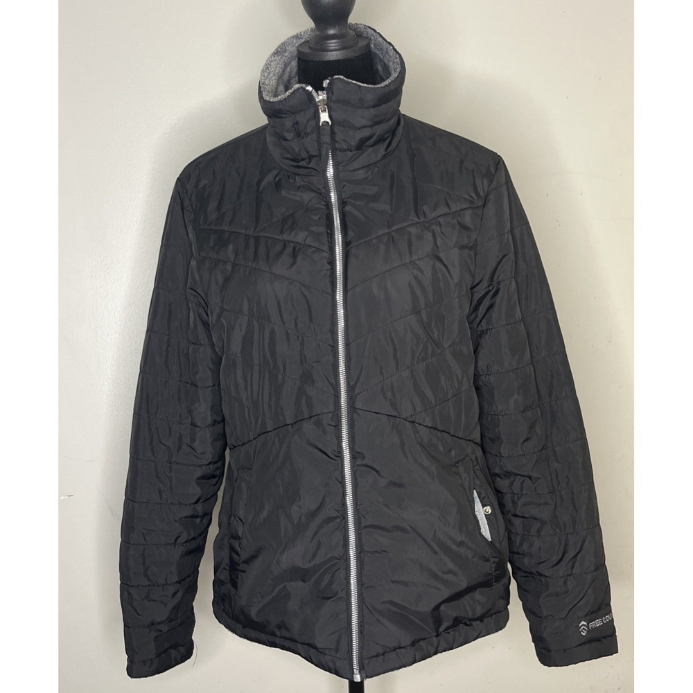 Free Country Women's Black Quilted Puffer Jacket  Size Large Reversible